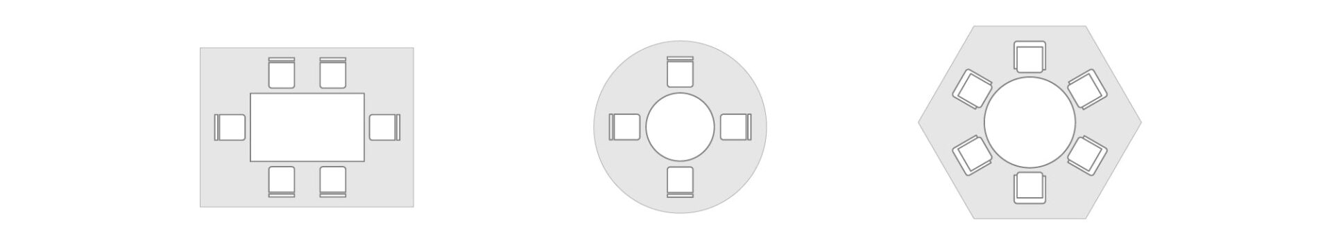 Rug size layouts for a dining room