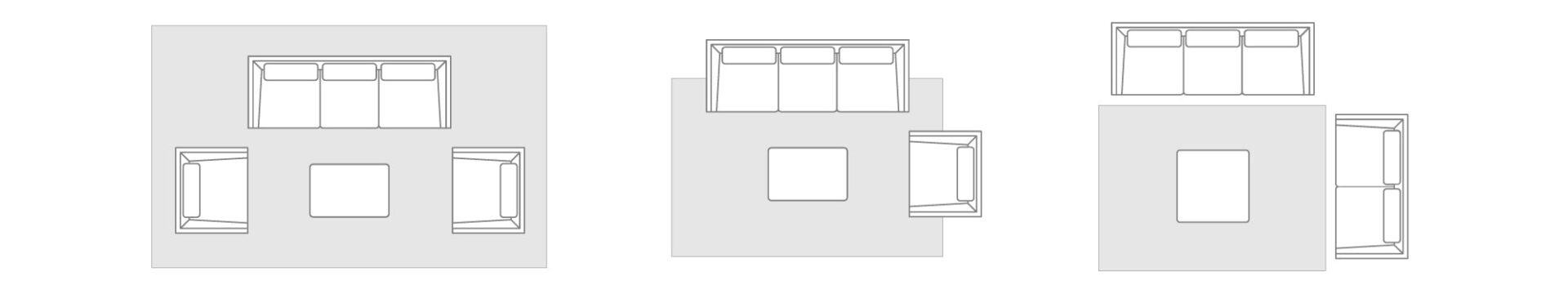 Rug size layouts for a living room